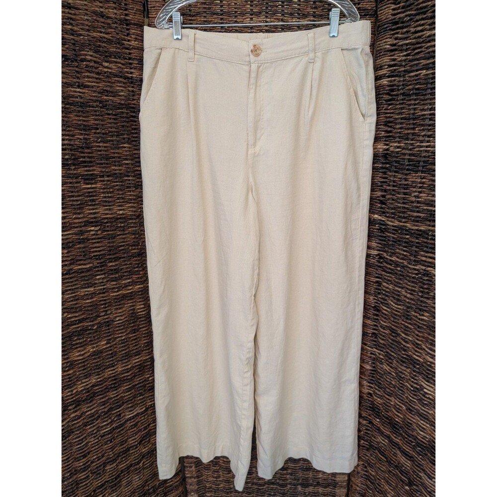 Dictionary Linen Blend Wide Leg Pants Womens XL 16 Coastal Minimalist Resortwear